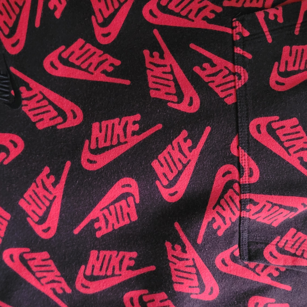Nike Black and Red Hoodie And Sweatpants with Swoosh Pattern